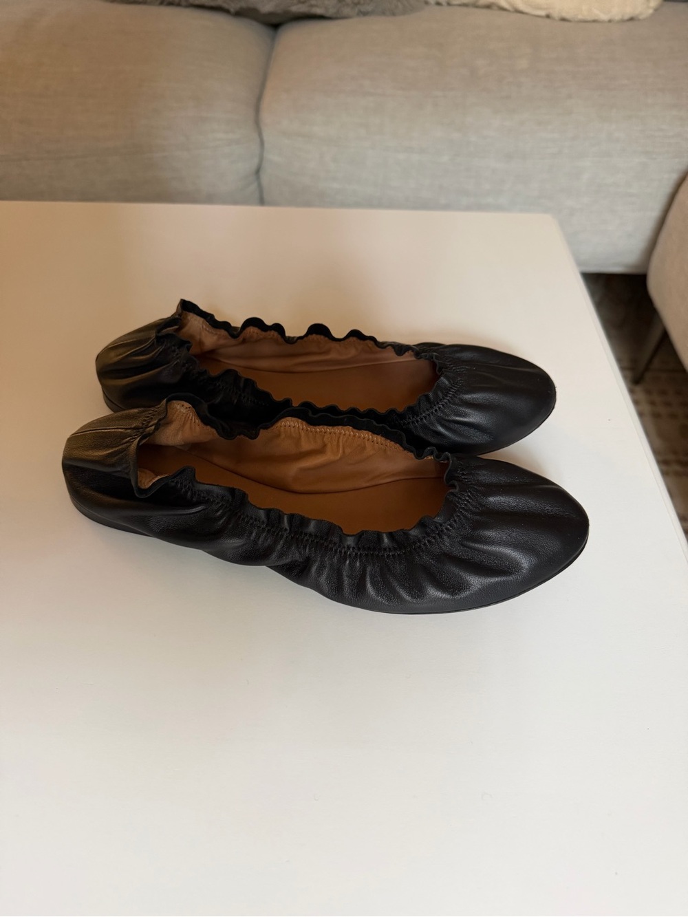 Odissi Black Leather Ballet Flats